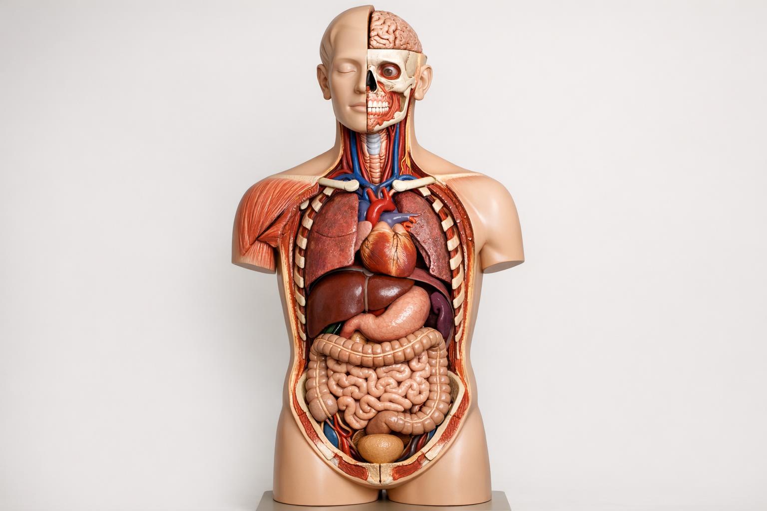 Model anatomiczny – odsłonięte warstwy tułowia z narządami
